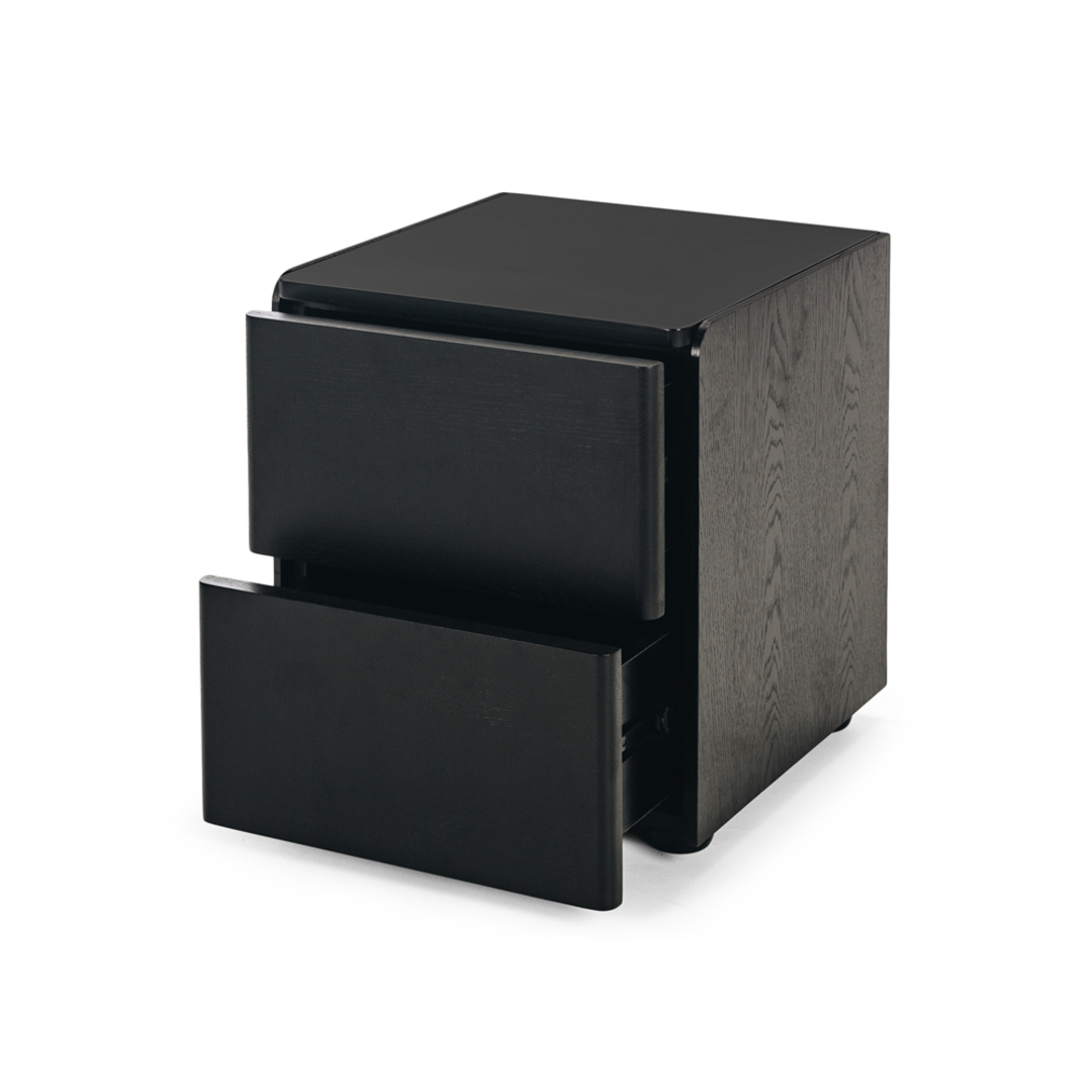 Cube Black Oak Side Table 2 drawer  - Black Oak Top image 2